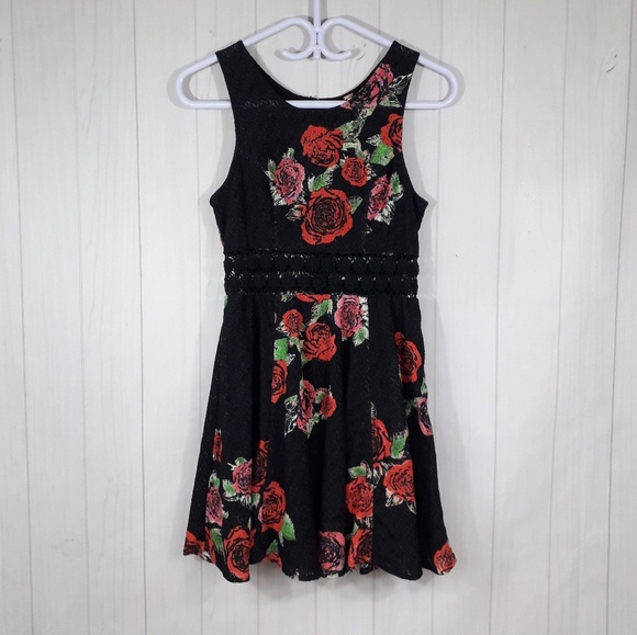 Free People Dresses & Skirts - Free People | floral black, red crochet mini dress